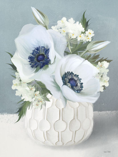 House Fenway FEN631 - FEN631 - Anemones in Blue II - 12x16 Flowers, Anemones, Blue & White, Bouquet, Vase from Penny Lane