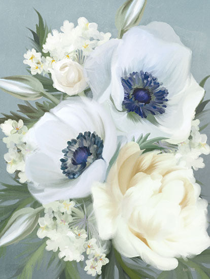 House Fenway FEN632 - FEN632 - Anemones in Blue III - 12x16 Flowers, Anemones, Blue & White, Bouquet from Penny Lane