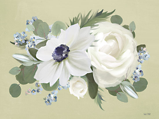 House Fenway FEN633 - FEN633 - Anemone in Sage I - 16x12 Anemones, Flowers, White Flowers, Blooms, Bouquet, Botanical from Penny Lane
