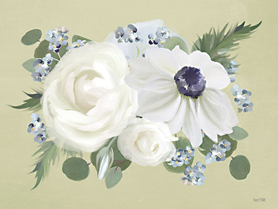 House Fenway FEN634 - FEN634 - Anemone in Sage II - 16x12 Anemones, Flowers, White Flowers, Blooms, Bouquet, Botanical from Penny Lane