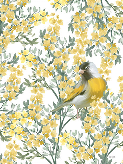 House Fenway FEN656 - FEN656 - Yellow Spring Finch - 12x16 Birds, Flowers, Yellow Flowers, Springtime, Spring Flowers from Penny Lane