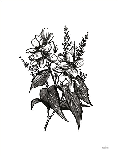 House Fenway FEN688 - FEN688 - Pen and Ink Wildflower I - 12x16 Flowers, Pen and Ink, Black & White, Wildflowers from Penny Lane