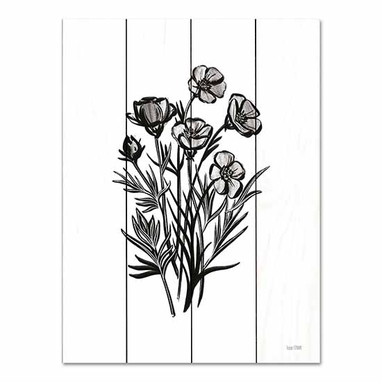 House Fenway FEN689PAL - FEN689PAL - Pen and Ink Wildflower II - 12x16 Flowers, Pen and Ink, Black & White, Wildflowers from Penny Lane