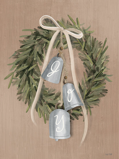 House Fenway FEN775 - FEN775 - Joy Bells   - 12x16 Christmas, Holidays, Wreath, Greenery, Joy, Typography, Signs, Textual Art, Bells, Galvanized Bells, Ribbons, Rustic from Penny Lane