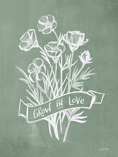 House Fenway FEN797 - FEN797 - Grow in Love - 12x16 Flowers, Grow in Love, Green & White, Typography, Signs, Spring from Penny Lane