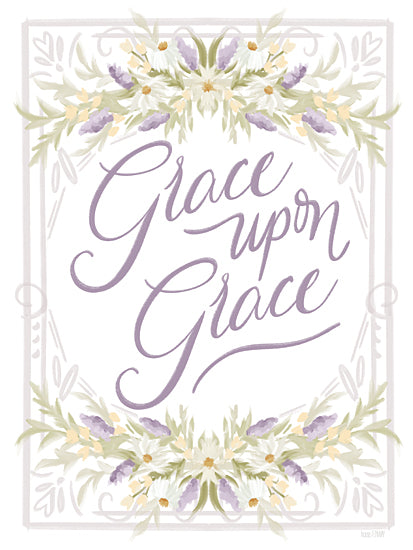 House Fenway FEN800 - FEN800 - Grace Upon Grace - 12x16 Grace Upon Grace, Flowers, Purple, Yellow, Typography, Signs from Penny Lane