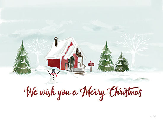 House Fenway FEN830 - FEN830 - Snowy Christmas House    - 16x12 Christmas, Holidays, House, Winter, We Wish You a Merry Christmas, Typography, Signs, Snowman, Landscape, Winter from Penny Lane