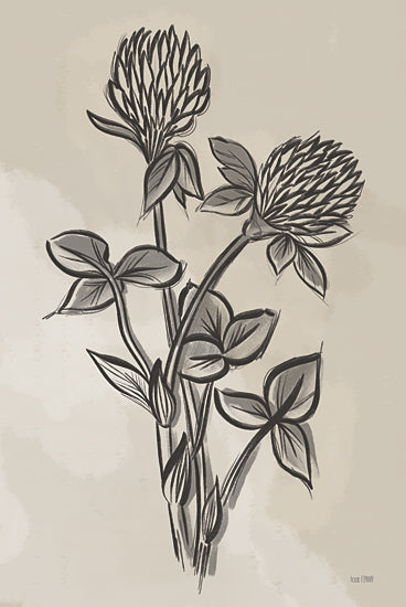 House Fenway FEN843 - FEN843 - Vintage Clover Sketch I - 12x18 Herb, Clover, Sketch, Drawing Print, Black & White, Vintage from Penny Lane