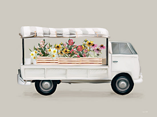 House Fenway FEN887 - FEN887 - Vintage Flower Truck - 16x12 Flower Truck, White Truck, Vintage, Flowers, Spring, Spring Flowers from Penny Lane