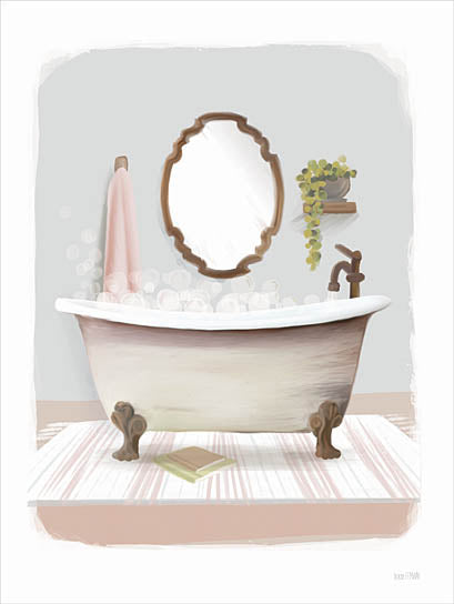 House Fenway FEN904 - FEN904 - Powder Puff Bath - 12x16 Bath, Bathroom, Bathtub, Vintage, Bubbles, Mirror, Green Plant from Penny Lane