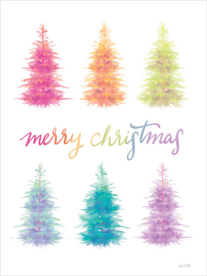 House Fenway FEN925 - FEN925 - Whimsical Merry Christmas I - 12x16 Christmas, Holidays, Merry Christmas, Typography, Signs, Textual Art, Graphic Art, Trees, Rainbow Colors from Penny Lane