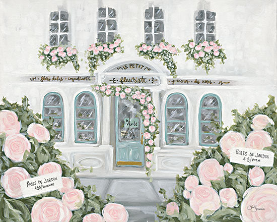 Hollihocks Art HH187 - HH187 - Le Petit Fleuriste - 16x12 La Petit Fleuriste, Flower Shop, Flowers, France, Roses, Pink Roses from Penny Lane