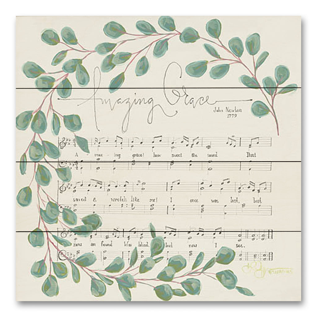 Hollihocks Art HH190PAL - HH190PAL - Amazing Grace - 12x12 Amazing Grace, Religion, Song, Music, Greenery, Sheet Music, Typography, Signs from Penny Lane