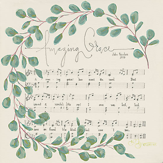 Hollihocks Art HH190 - HH190 - Amazing Grace - 12x12 Amazing Grace, Religion, Song, Music, Greenery, Sheet Music, Typography, Signs from Penny Lane