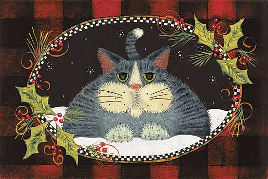 Lisa Hilliker HILL674 - Red Plaid Cat - Cat, Holly, Holiday, Plaid, Lodge from Penny Lane Publishing