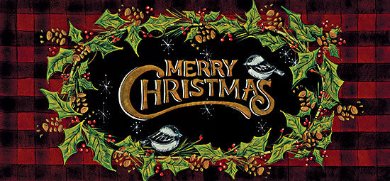 Lisa Hilliker HILL744 - HILL744 - Chickadee Christmas - 24x12 Merry Christmas, Chickadees, Birds, Holidays, Buffalo Plaid, Lodge, Holly, Berries, Pinecones, Nature, Signs from Penny Lane