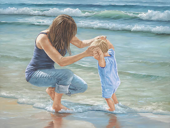 Georgia Janisse JAN169 - Playing in the Water  - Mother and Child, Coast, Ocean, Sand, Playing from Penny Lane Publishing