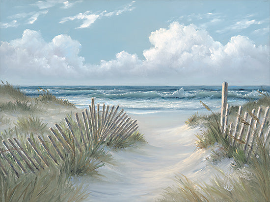 Georgia Janisse JAN279 - JAN279 - Pathway Through the Dunes - 16x12 Pathway Through the Dunes, Coastal, Beach, Ocean, Sand, Fence, Waves, Coast, Clouds, Landscape from Penny Lane