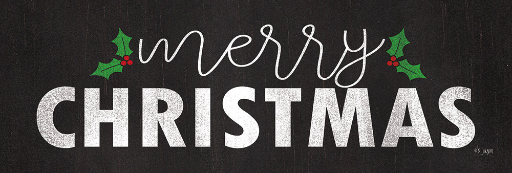 Jaxn Blvd. JAXN226C - JAXN226C - Merry Christmas - 36x12 Merry Christmas, Holidays, Holly, Berries, Chalkboard, Typography, Signs from Penny Lane