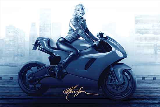 JG Studios JGS313 - JGS313 - Marilyn's Ride II - 18x12 Illustrative, Marilyn Monroe, Motorcycle, Downtown from Penny Lane