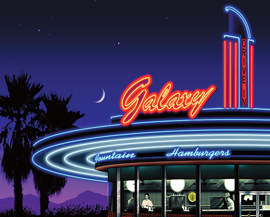 JG Studios JGS320 - JGS320 - Galaxy Diner - 16x12 Vintage, Galaxy Diner, Palm Trees, Mountains, Drive-In from Penny Lane