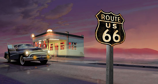 JG Studios JGS325 - JGS325 - Route 66 Diner - 18x9 Route 66, Diner, Sign, Vintage, Car from Penny Lane