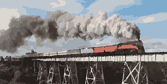 JG Studios JGS364 - JGS364 - Train on Bridge - 18x9 Train, Bridge, Abstract, Masculine from Penny Lane