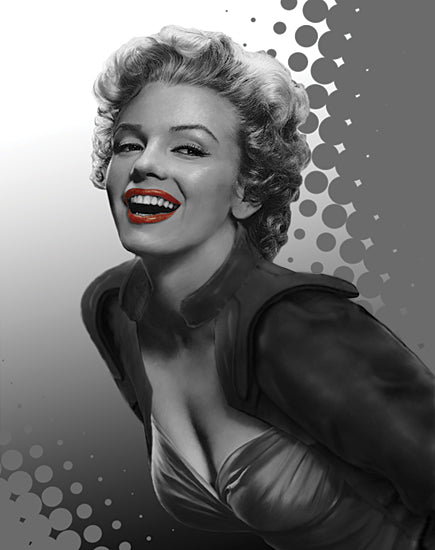 JG Studios JGS369 - JGS369 - Marilyn Gray Dots - 12x16 Marilyn Monroe, Red Lips, Gray Dots from Penny Lane