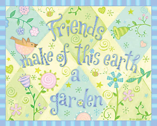 JG Studios JGS395 - JGS395 - Friends Sayings - 16x12 Friends, Birds, Flowers, Pastel Colors, Quilt, Whimsical from Penny Lane