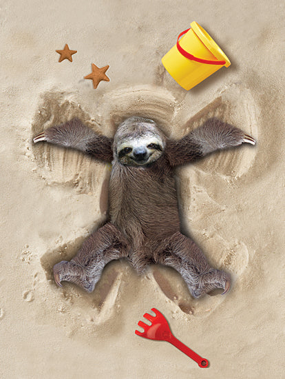 JG Studios JGS456 - JGS456 - Sand Angel Sloth - 12x16 Sloth, Beach, Sand Angles, Whimsical, Fantasy, Shells, Coastal, Humorous from Penny Lane