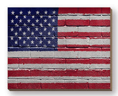 JGS526FW - USA Flag on Brick 1 - 20x16