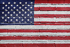 JGS526 - USA Flag on Brick 1 - 18x12