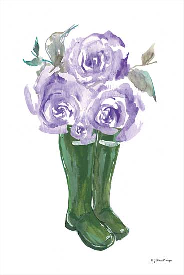 Jessica Mingo JM474 - JM474 - Rain and Roses - 12x18 Flowers, Roses, Purple Flowers, Rain Boots, Gardening, Still Life from Penny Lane