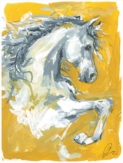 Jessica Mingo JM493 - JM493 - Sunset Ride I - 12x16 Abstract, Horse, Gold, White, Portrait from Penny Lane
