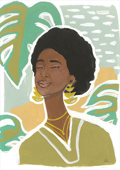 Jessica Mingo JM504 - JM504 - Tropics - 12x18 Black Art, Black Woman, Figurative, Ethnic, Abstract, Tropical, Palm Leaves from Penny Lane