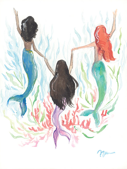 Jessica Mingo JM525 - JM525 - Mermaid Friends     - 12x16 Whimsical, Mermaids, Coastal, Coral, Mermaid Friends from Penny Lane