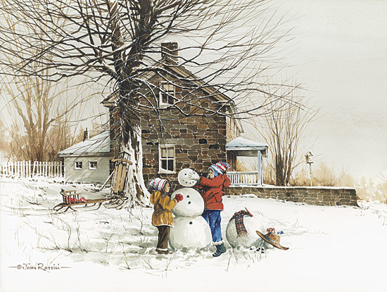 John Rossini JR133 - The Joy of Snow - Children, Snowman, Field, House, Landscape from Penny Lane Publishing