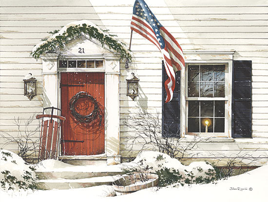 John Rossini JR177 - 21 Main Street - American Flag, Front Porch, Sled, Door, Wreath from Penny Lane Publishing