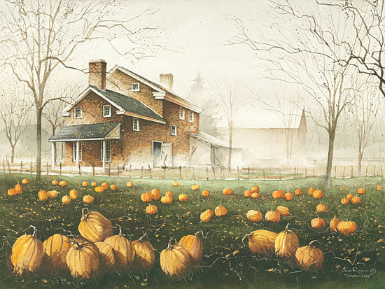John Rossini JR281 - October Gray - Pumpkins, Field, Autumn, Harvest, Landscape from Penny Lane Publishing