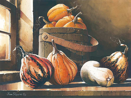 John Rossini JR329 - Bucket and Gourds - Bucket, Gourds, Window, Pumpkins, Harvest, Autumn from Penny Lane Publishing