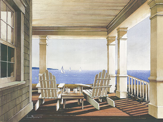 John Rossini JR331 - Veranda View - Porch, Adirondack Chairs, Ocean from Penny Lane Publishing