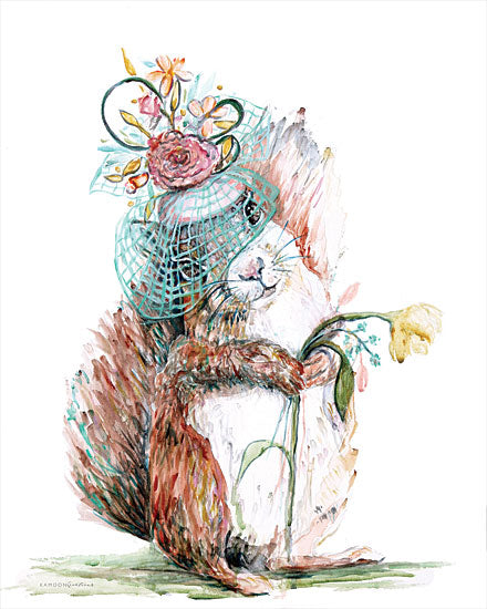 Kamdon Kreations KAM177 - KAM177 - Enchanted Squirrel - 12x16 Squirrel, Animals, Whimsical, Hat, Flowers, Fashion, Children from Penny Lane