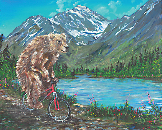 Kamdon Kreations KAM430 - KAM430 - Mountain Biking - 16x12 Bear, Mountains, Bike, Mountain Biking, Whimsical, Landscape from Penny Lane