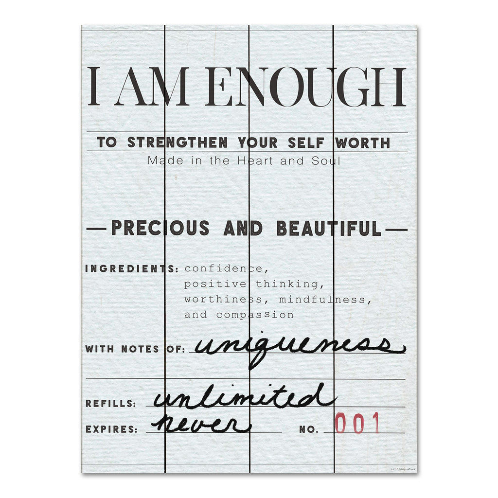 Kamdon Kreations KAM439PAL - KAM439PAL - I Am Enough - 12x16 I Am Enough, Motivational, Whimsical, Tween, Typography, Signs from Penny Lane