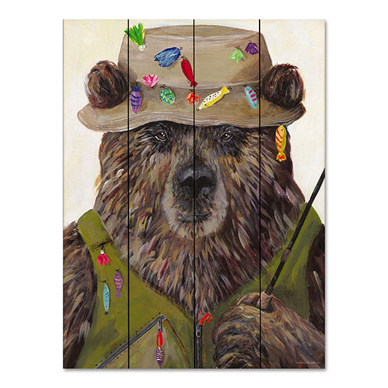 Kamdon Kreations KAM510PAL - KAM510PAL - Bear-ly a Bite - 12x16 Bear, Fishing, Fishing Gear, Lodge, Whimsical from Penny Lane