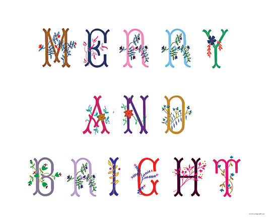 Kamdon Kreations KAM571 - KAM571 - Merry and Bright - 16x12 Christmas, Holidays, Typography, Signs, Merry and Bright, Greenery, Flowers, Winter from Penny Lane