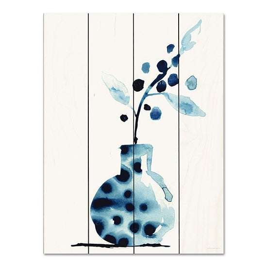 Kamdon Kreations KAM599PAL - KAM599PAL - Wild Berries - 12x16 Abstract, Berries, Plant, Vase, Blue & White, Contemporary from Penny Lane