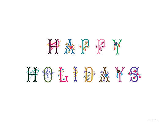 Kamdon Kreations KAM636 - KAM636 - Boho Happy Holidays - 16x12 Christmas, Holidays, Typography, Signs, Happy Holidays, Greenery, Flowers, Winter from Penny Lane