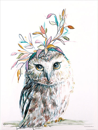 Kamdon Kreations KAM673 - KAM673 - Enchanted Owl - 12x16 Whimsical, Owl, Greenery, Drawing Print, Abstract from Penny Lane