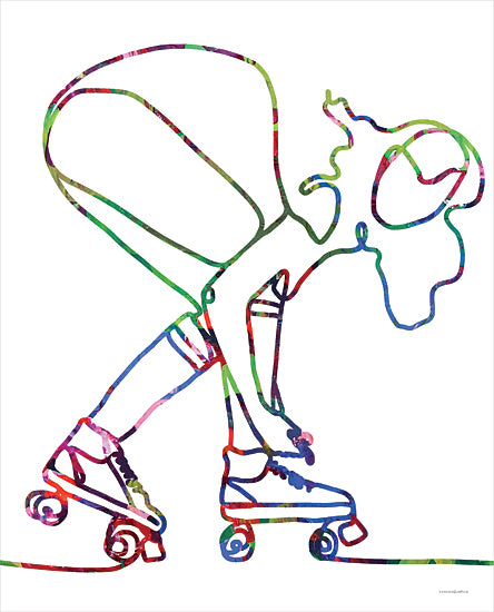 Kamdon Kreations KAM741 - KAM741 - Tie My Skate - 12x16 Figurative, Skating, Drawing Print, Rainbow Colors, Leisure, Abstract, Children from Penny Lane